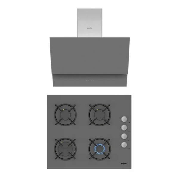 Simfer Silver İkili Ankastre Set ( 9615 Davlumbaz + 3537 Ankastre Ocak)