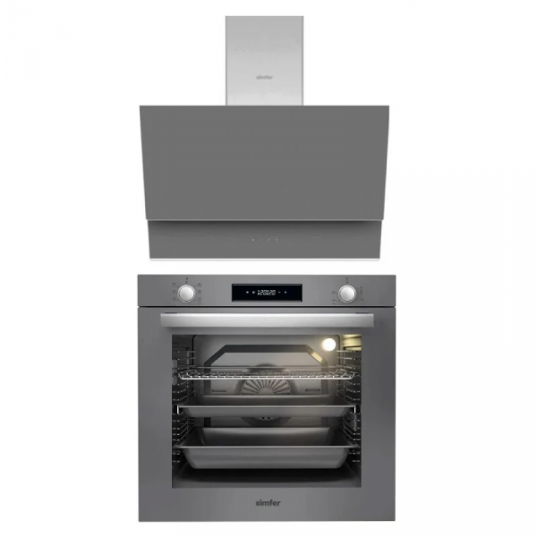 Simfer 8 Fonksiyon Multi Turbo Silver İkili Ankastre Set ( 9615 Davlumbaz + 7383 Ankastre Fırın)